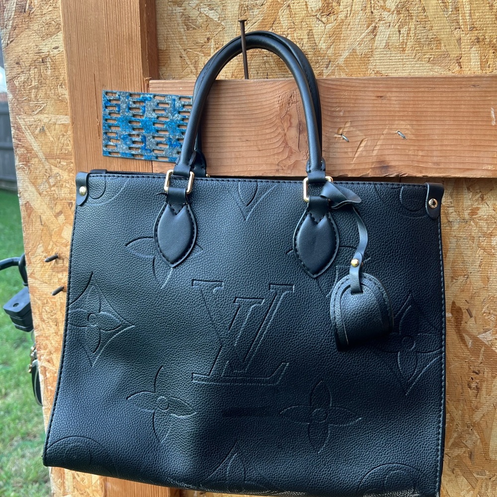 Black Embossed Leather Handbag